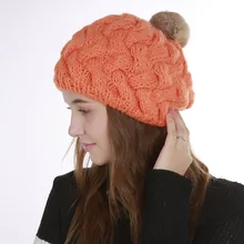 Милые женские осенние и зимние импортные товары Новые бамбуковые шапочки ручной работы одноцветные кроличьи волосы Бальные вязаные шерстяные женские шапки