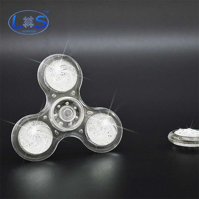 New Crystal tri girador girador ABS mão EDC fidget spinner Para autismo E TDAH Rotação Tempo Longo Anti Stress fidget brinquedo presente