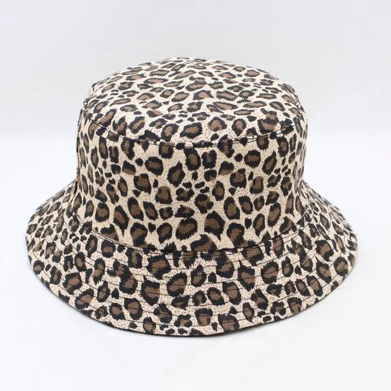 HANGYUNXUANHAO New Fashion Leopard Print Bucket Hat Fisherman Hat Outdoor Travel Hat Sun Cap Hats for Men and Women - Цвет: khaki