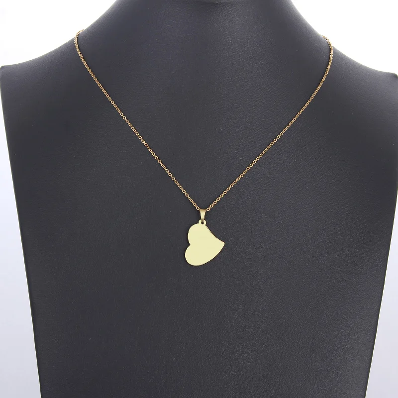 CACANA Stainless Steel Necklace For Women Man Lover's Real Heart Gold And Silver Color Pendant Necklace Engagement Jewelry