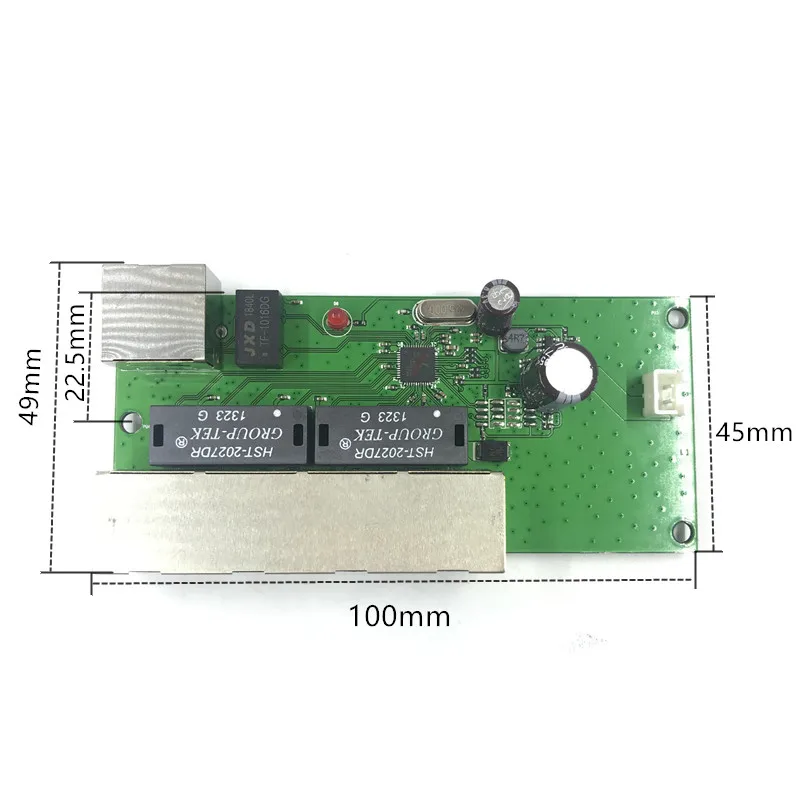 OEM Прямая с фабрики мини Быстрая зарядка 10/100 Мбит/с 3-портовый Ethernet сетевой переключатель концентратора доска двухслойная модель 2 rj45 1* 8pin головкой порт