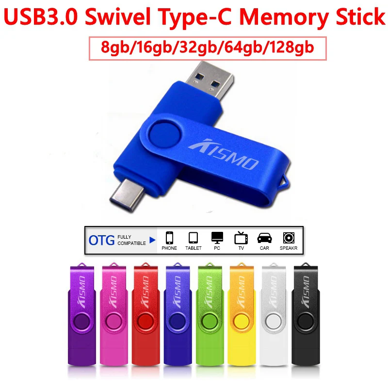 

Kismo otg usb stick 16gb 32gb 64gb 128gb Type C Pen Drive USB3.0 Type-c USB Flash drive for Samsung S8 S9 Note 8 9 P10 20 Pro