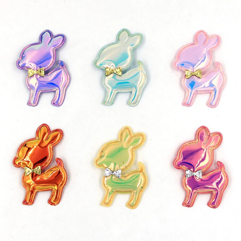 

24pcs/lot 4.9*7.4cm Multi color Pu Deer Padded Appliques for DIY Accessories Craft Handmade Decoration