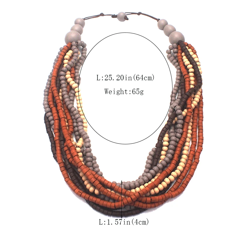 MANILAI Bohemia Multilayer Wood Beaded Necklace Woman Fashion Handmade Multicolor Bead Statement Chokers Necklace Jewelry 2018