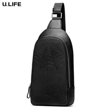 Высококачественная модная многофункциональная Мужская нагрудная сумка из натуральной кожи, мужская сумка на плечо, черная сумка для отдыха J50
