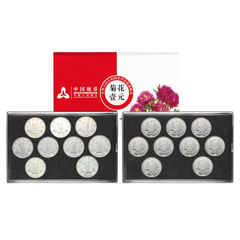 

China Coins Set 19 Pcs, 1 Yuan, 1999-2017, Chrysanthemum with Box UNC Orig. Collectibles, Zodiac, Gift , Real Genuine, Asia
