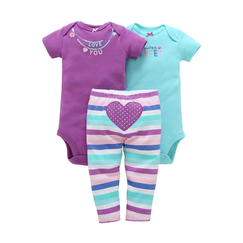 3pcs/set Fashion 2017 Baby Girl Clothes Cute shirt + Pants + bodysuit Newborn Infant Suit Baby Girls Clothing Sets Kids Suit