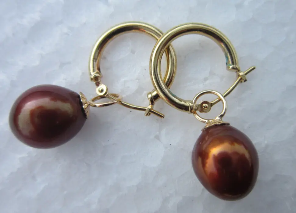 

2016 NEW GORGEOUS 11-13mm AAA CHOCOLATE SOUTH SEA PEARL DANGLE EARRING 14k k