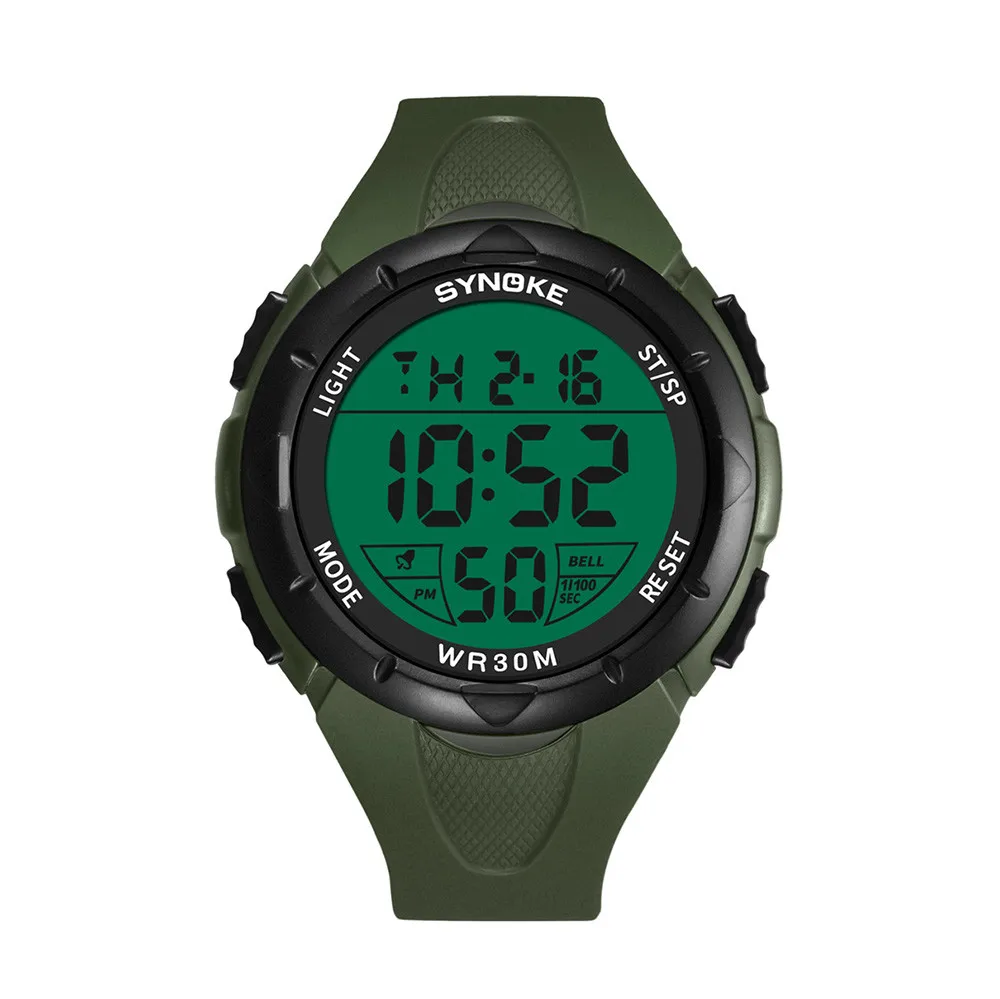 Мужские спортивные часы, цифровой светодиодный, водонепроницаемые наручные часы, Роскошные Мужские аналоговые цифровые военные армейские элегантные мужские часы - Цвет: Зеленый