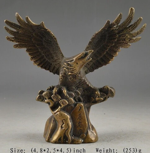 

0 CHINESE BRASS SUPERB HANDWORK OLD HAMMERED LUCKY STATUE EAGLE COLLECTABLE DECOR