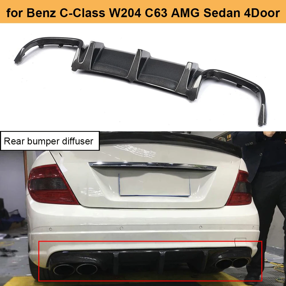 Для W204 углеродного волокна задний бампер диффузор спойлер для Mercedes Benz C класса W204 C63 AMG седан 4 двери только 2008-2011