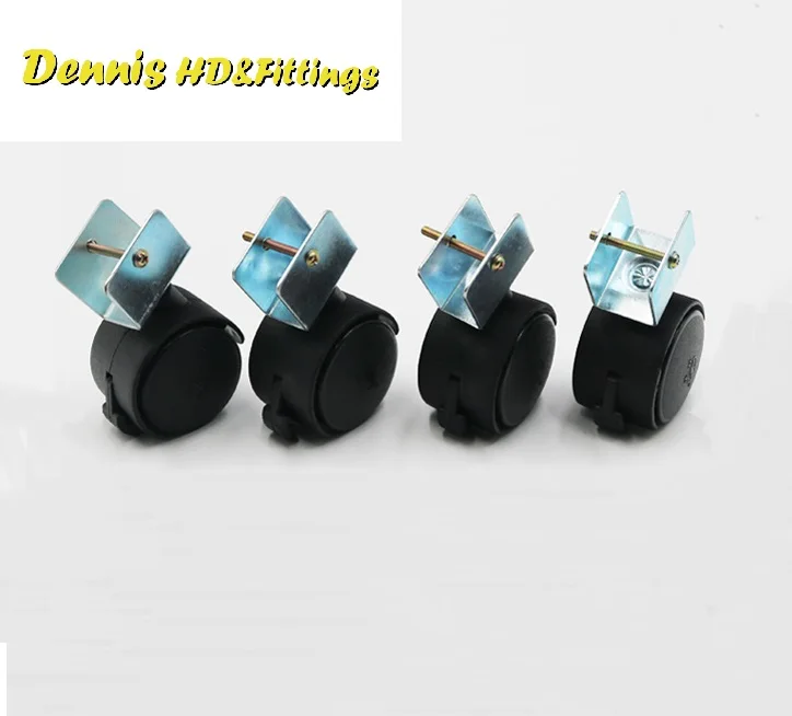 

4Pcs /Lot 2" Wrap-On Twin Wheel Caster Castor U Bracket Clips Wrap on With Brake Baby Kid Bed