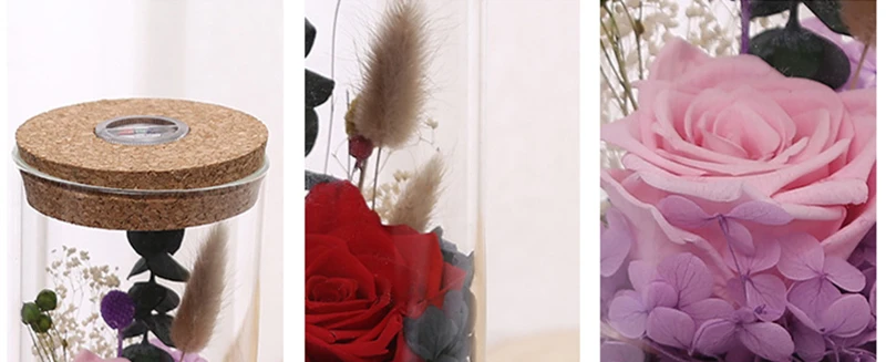 JAROWN 영원한 꽃 소원 병 비누 장미 다채로운 빛나는 창조적 인 유리 병 크리스마스 선물 웨딩 파티 장식 (27)