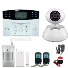 GSM SMS Home Burglar Security Gsm Alarm System Detector Sensor Kit Remote Control Russian French Spanish lanuage with IP Camera