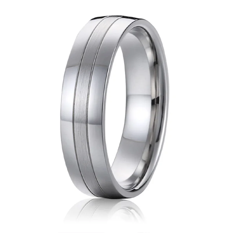 Titanové šperky Svatební kapela Pánská výročí módní prsten bílé zlato stříbrná barva 6mm samec Promise Ring velká velikost 7 až 15