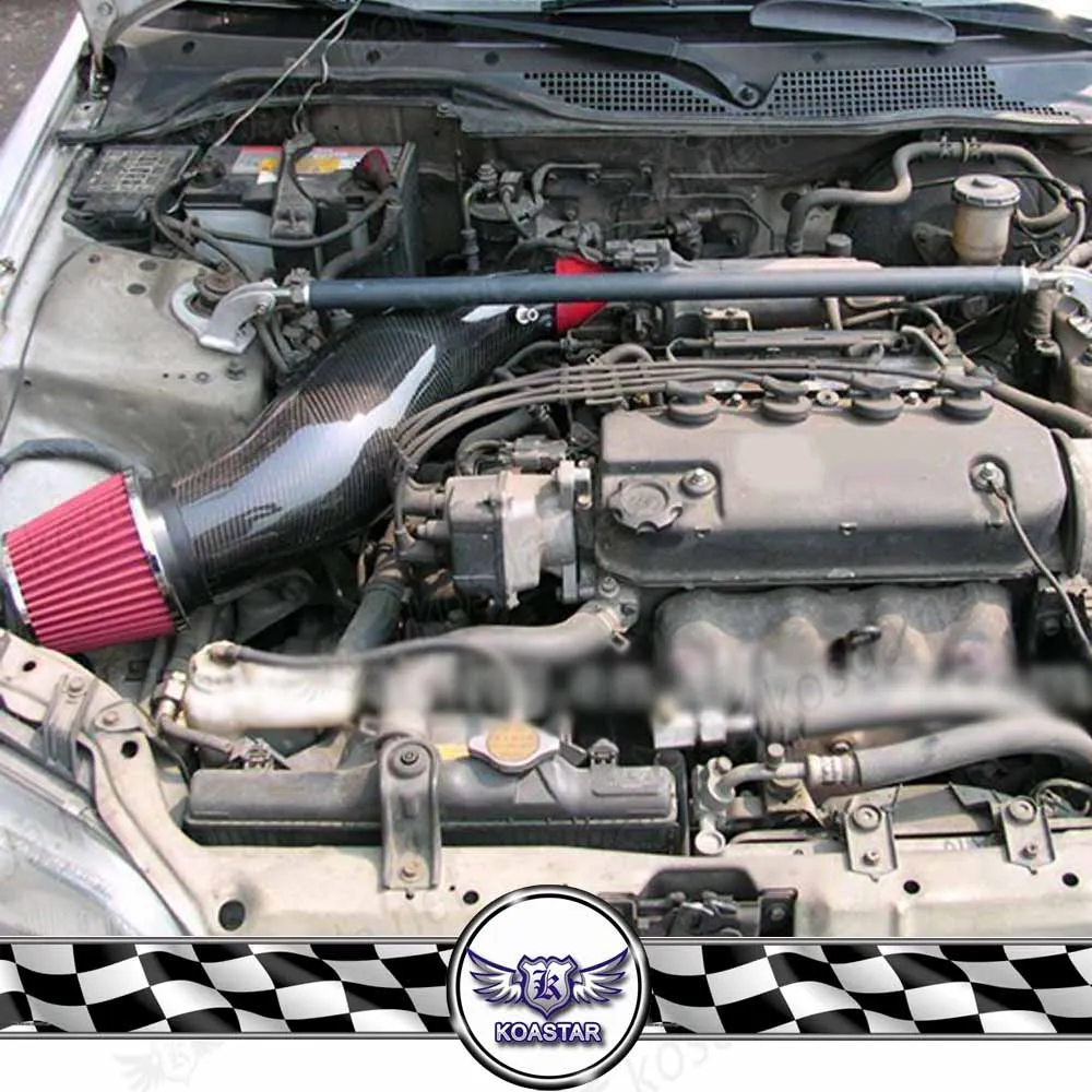 

Real Carbon Fiber Air Intake Pipe Blue For Honda EG EK With Air Filter Intake Pipes Car Accessories JDM