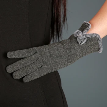 

Fashion Women Gloves Autumn Winter Cute Bow Warm warmer Mitts 2018 New Full Finger Mittens Women Cashmere Female Gloves Top