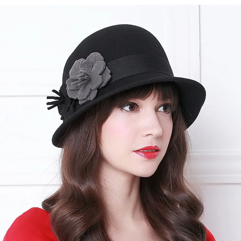Cappelli Fibonacci per donna Fedora invernale elegante moda femminile  cappellino in feltro cappelli da donna cappelli a tesa irregolare cappello  Fedora in lana floreale|wool fedora hats|fashion fedora hatfedora hat -  AliExpress