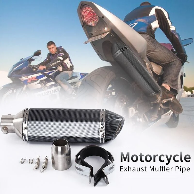 

Universal 35-51MM Akrapovic Exhaust Muffler Pipe With Muffler Moto Pot Escape Fit for Motorcycle Scooter Dirtbike ATV 125-1000cc