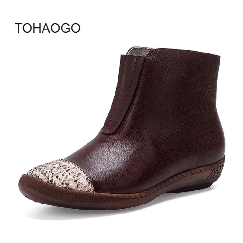 

Casual flat with women's boots Autumn and winter leather short boots retro soft bottom women's shoes ankle boots obuv boty