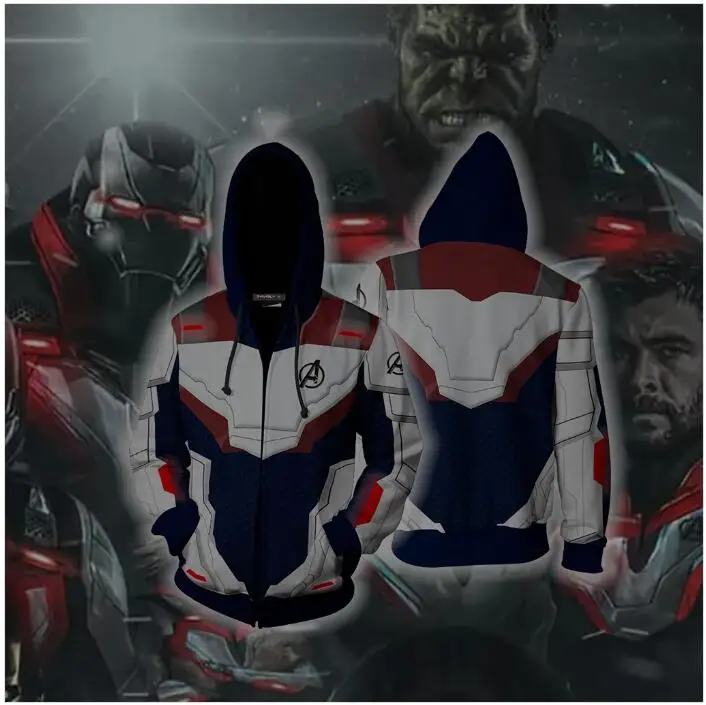 Avengers Endgame 4 Quantum Realm 3D Print Hoodies Men Fitness Pullover Sweatshirts Zipper Jacket Cosplay Costume Streetwear