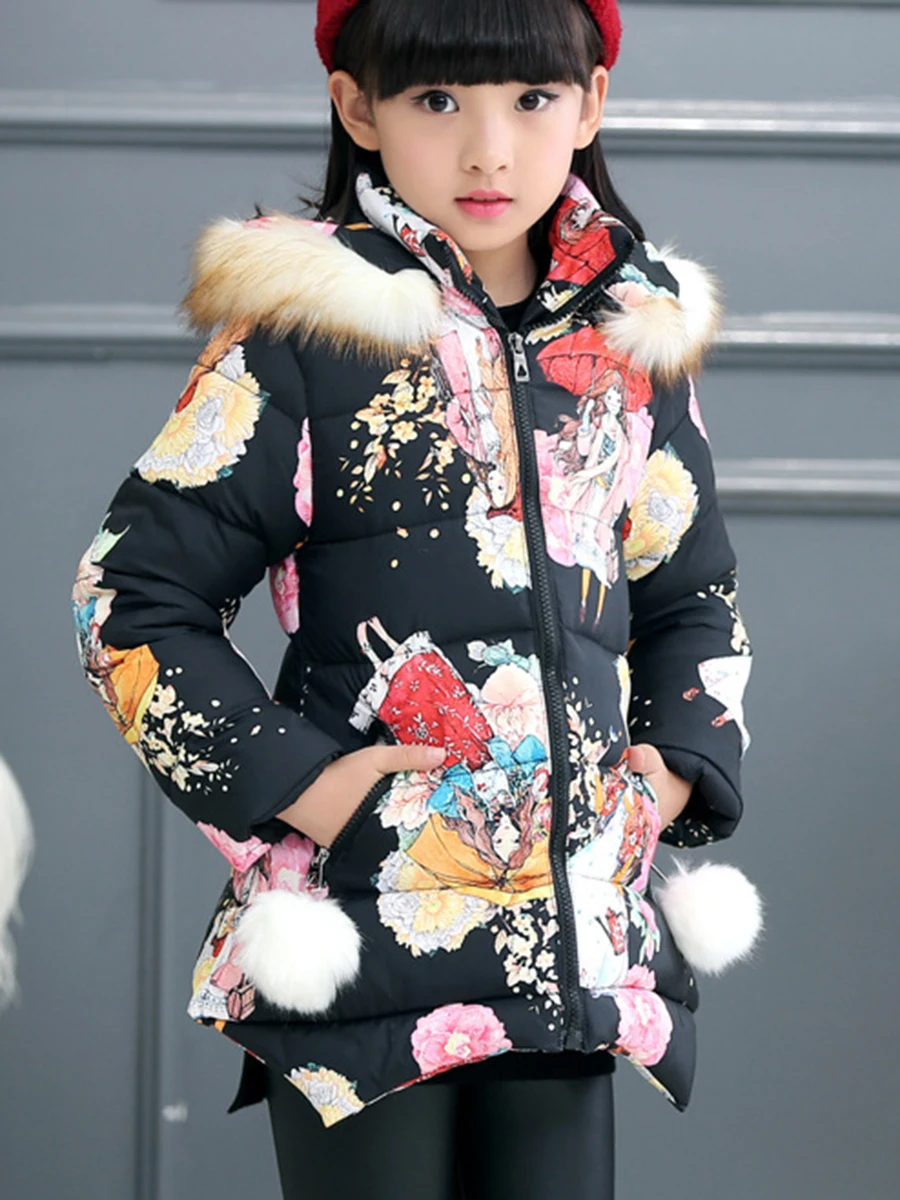 Thumbaby Winter New Jacket Down Coat Baby Girls Clothing Fashion Down Jackets Girls Long style Cotton