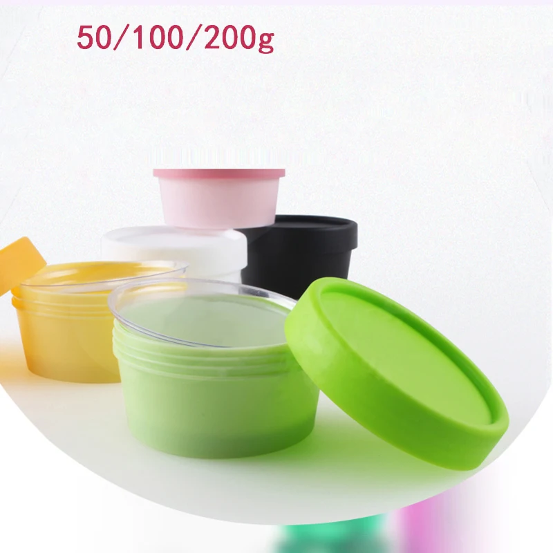 

10pcs 50ml 100ml 200ml Cosmetic Jars Empty Plastic Constainers with Lids Inside Storage Box Health Care products Refillable Pots