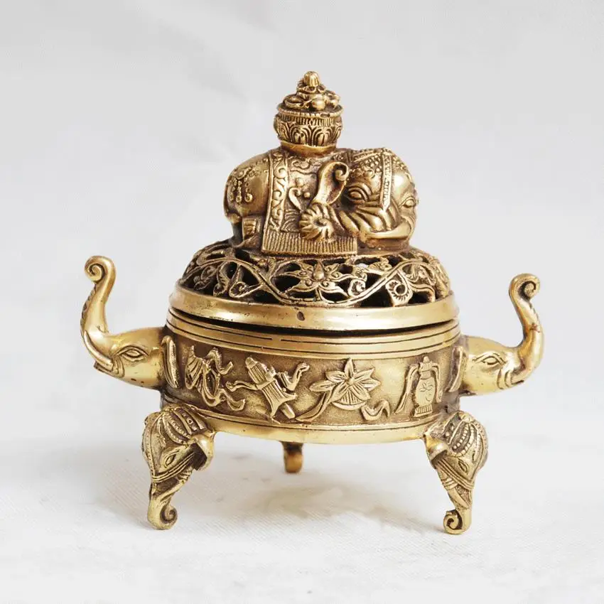 

Bronze copper home decoration crafts decoration ministering incense furnace elephant furnace Factory Copper Feng Shui crafts