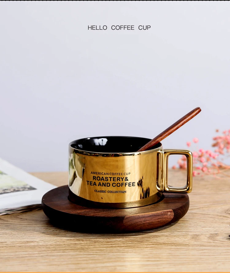 Простой американский стиль керамические кофейные чашки с ложкой грецкие подставки янтарные кофейные чашки для рождества подарок на день рождения