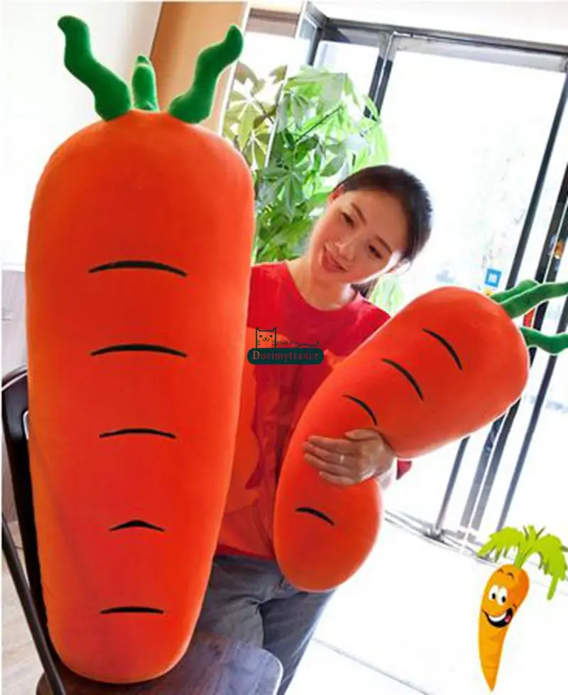 Dorimytrader New Lovely Soft Cartoon Carrot Plush Pillow Simulated Anime Carrots Cushion Doll Vegetables Toy 39inch 100cm DY61728 (6)