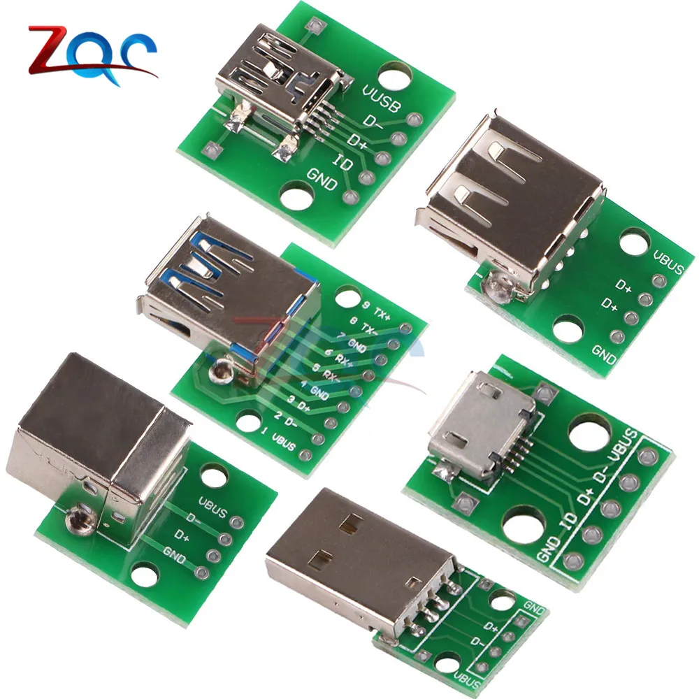 Микро мини usb USB A папа 2 0 3 гнездо B разъем интерфейс к 54 мм DIP PCB адаптер конвертер