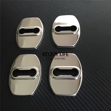 4pcs Door Lock Buckle Striker Protective Cover Caps Case Sticker For Toyota Land Cruiser Prado FJ120 2002-2009 FJ150 2010 – 2015