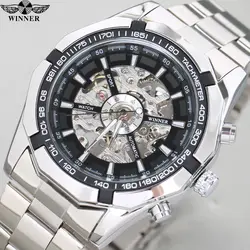 Победитель Марка световой часы Для мужчин автоматические механические часы Скелет военные Relogio Мужской Montre Для мужчин часы Relojes hombre