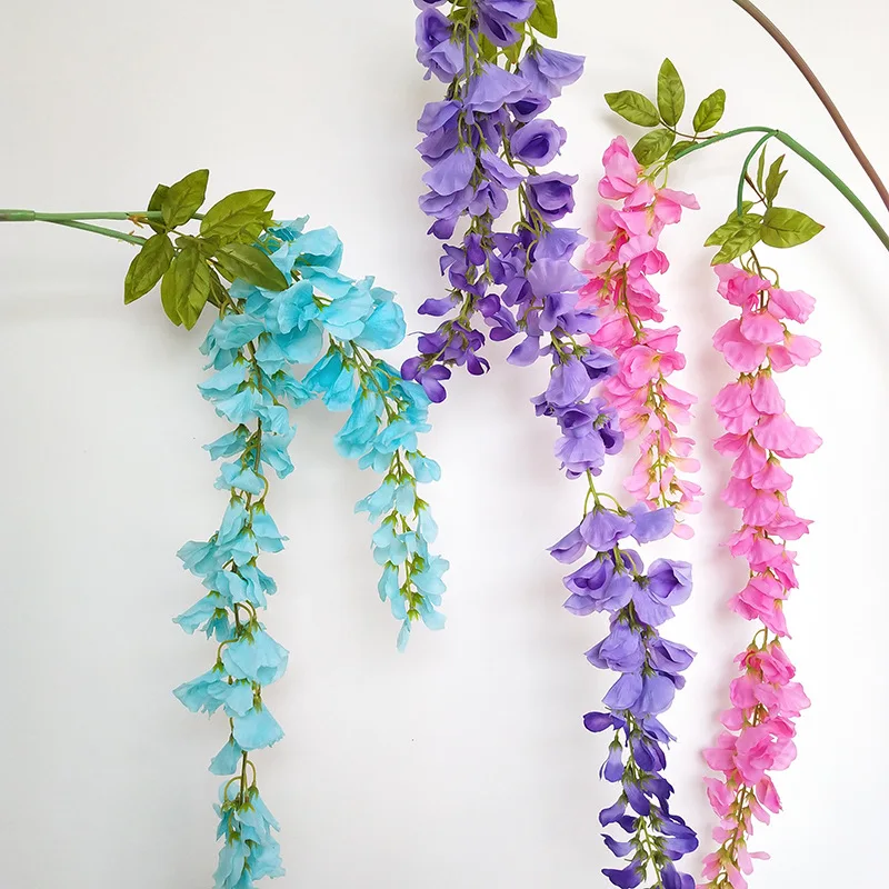 7 штук из ротанга полосы Вистерия искусственная цветы для Свадебная вечеринка Семья Детская комната украшения для самодельного изготовления садовые растения