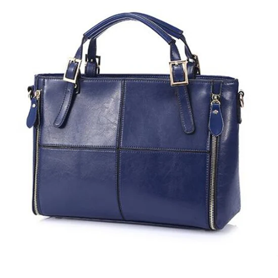 DIDA BEAR модные Лоскутные дизайнерские сумки из спилка для крупного рогатого скота женские сумки брендовые высококачественные женские сумки на плечо женская сумка - Цвет: Синий