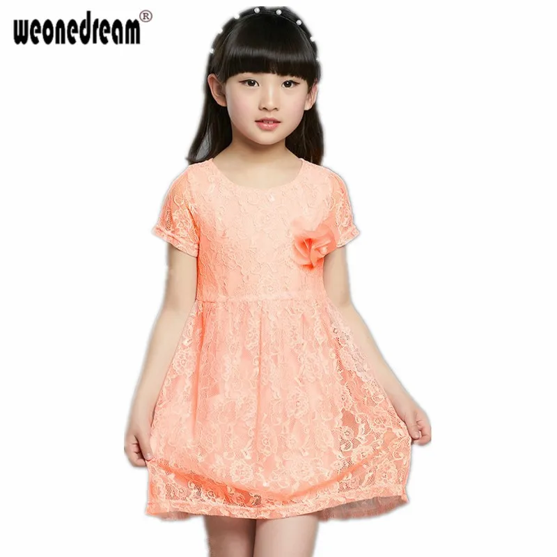 

WEONEDREAM 2017 New Girls Dress Summer Clothing Children Fashion Lace Princess Dress Kids Party O-Neck Dresses