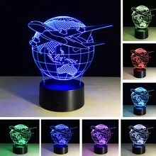 3D Creative Fashion Lamp Visual Earth Plan Aircraft Globe Earth Light Effect 7 Colors Changes Child Kids Table Desk Night Light