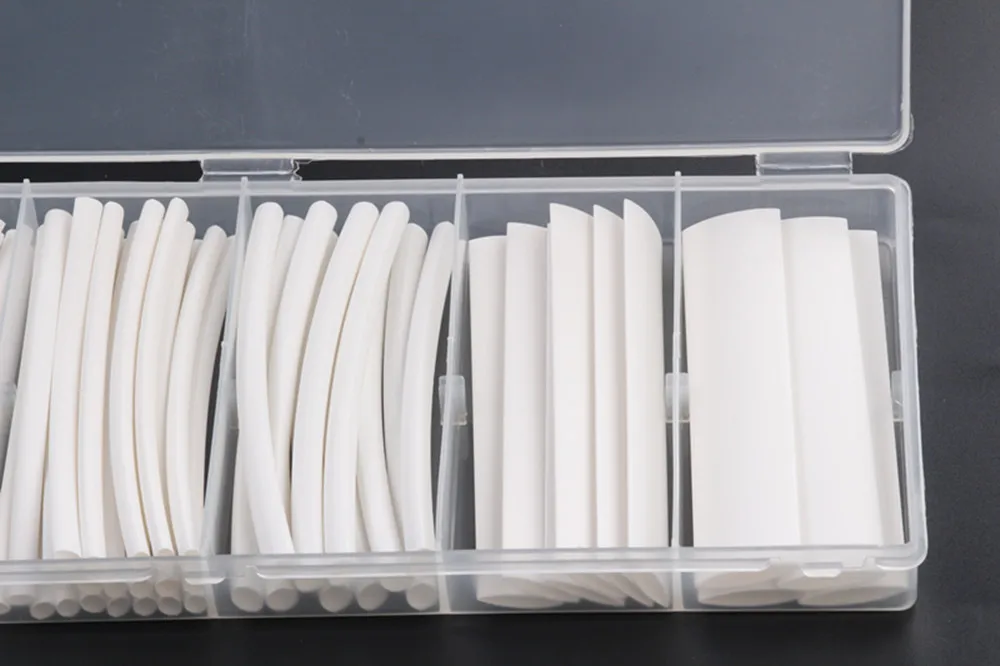 Retráteis para Mangas Proporção de Poliolefina Tubo de Envoltório Tamanhos com Caixa Tubos Termo Tubo Encolhível Branco 2:1 Equipamento Elétrico 6 100 Peças 4 encolhível branco, proporção de poliolefina 2:1, equipamento