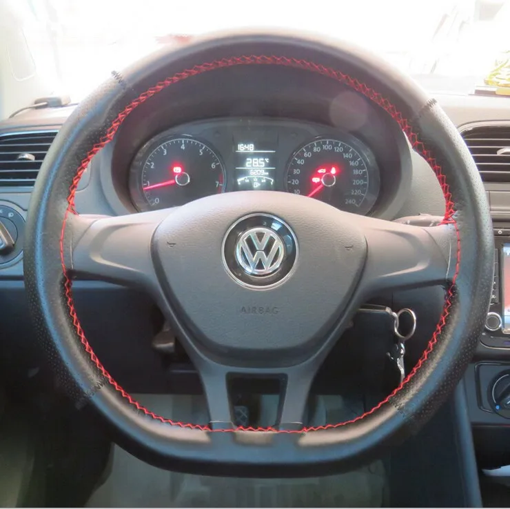 DIY Hand-Stitched Genuine Leather Car Steering Wheel Cover