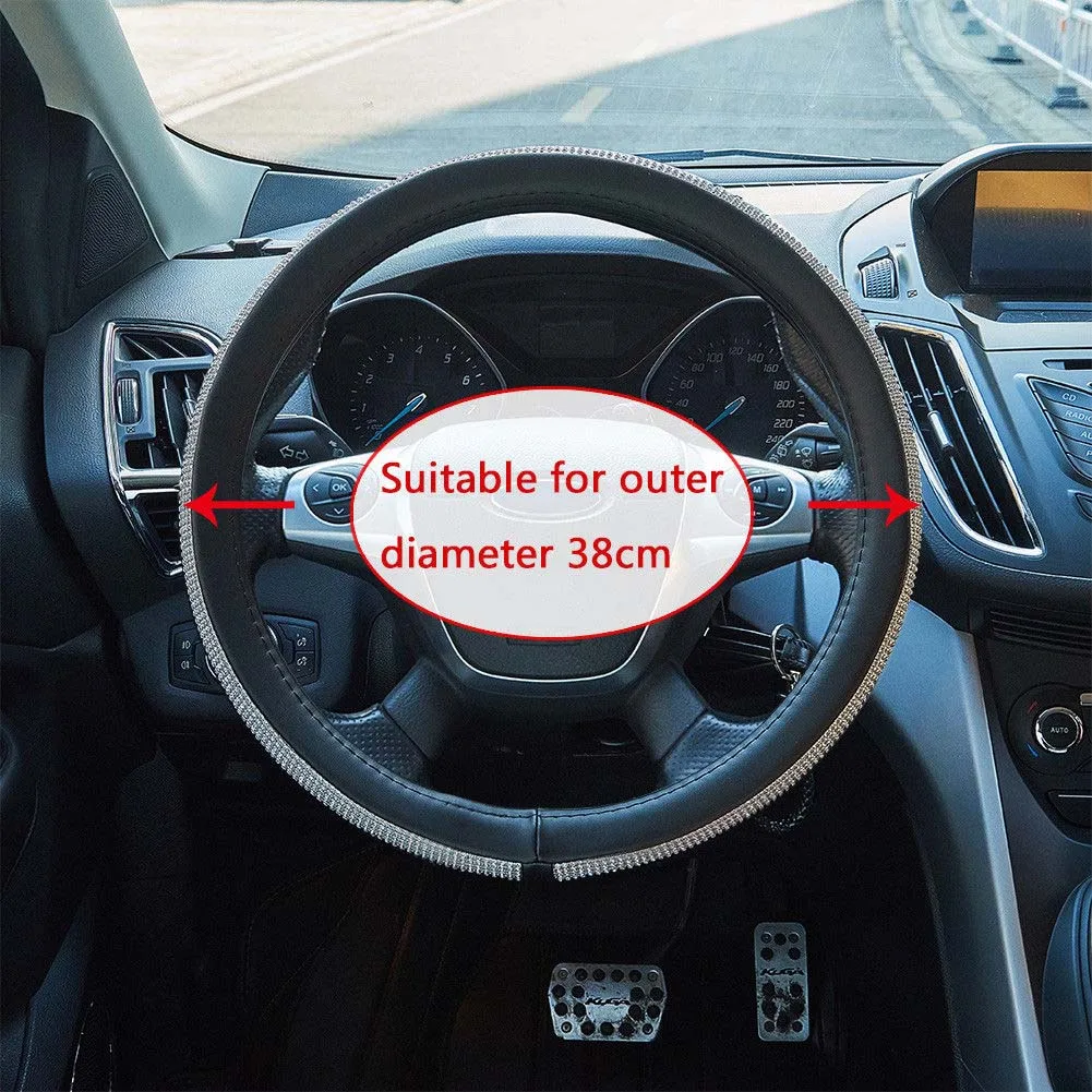 

Auto Accessories Car Steering Wheel Cover Soft Leather with Beautiful Rhinestones For Toyota Honda Chevy Ford Focus BMW