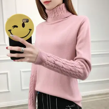 

Thick Warm Women Autumn Winter Pullover Turtleneck Sweater High Elasticity Knitted Soft Jumper Long Sleeves Sweater Femme Top
