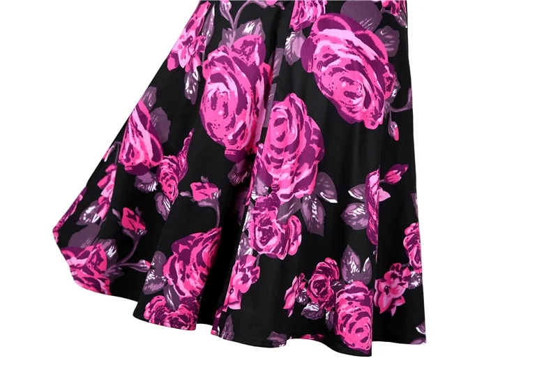 Kostlish 2017 New Summer Dress Women Floral Print Audrey Hepburn 50s 60s A-Line Vintage Dress Sleeveless Party Dresses Plus Size (135)