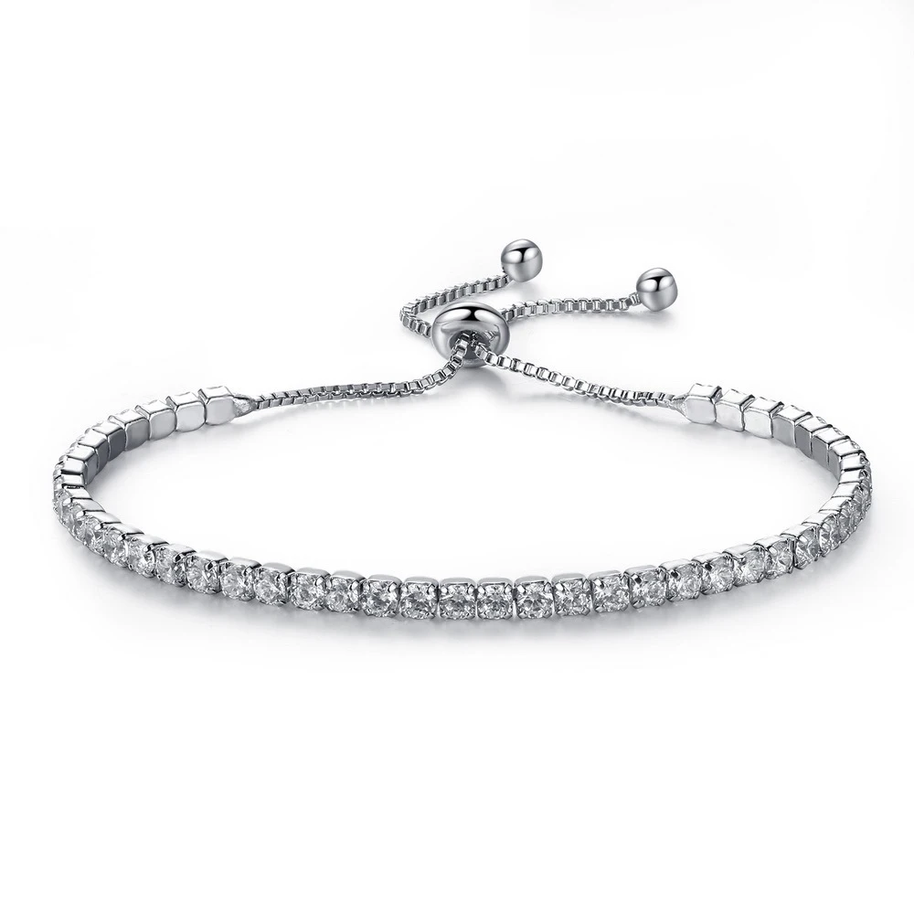 

Tennis Slide CZ Bracelets Shining AAA Austria Crystal Bracelets Silver Color Chain Link Bridal Wedding Tiffan Jewelry Femme 2018