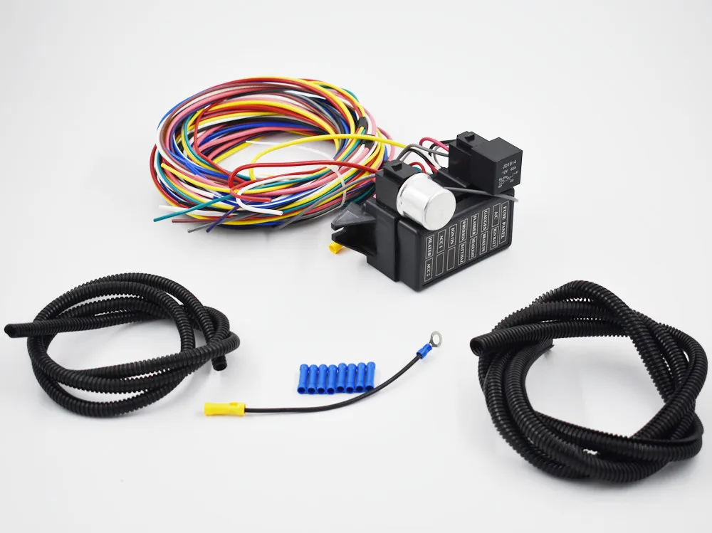 

12 Circuit Universal Wire Harness 14 Fuse 12v Street Hot Rat Muscle Car Hot Rod