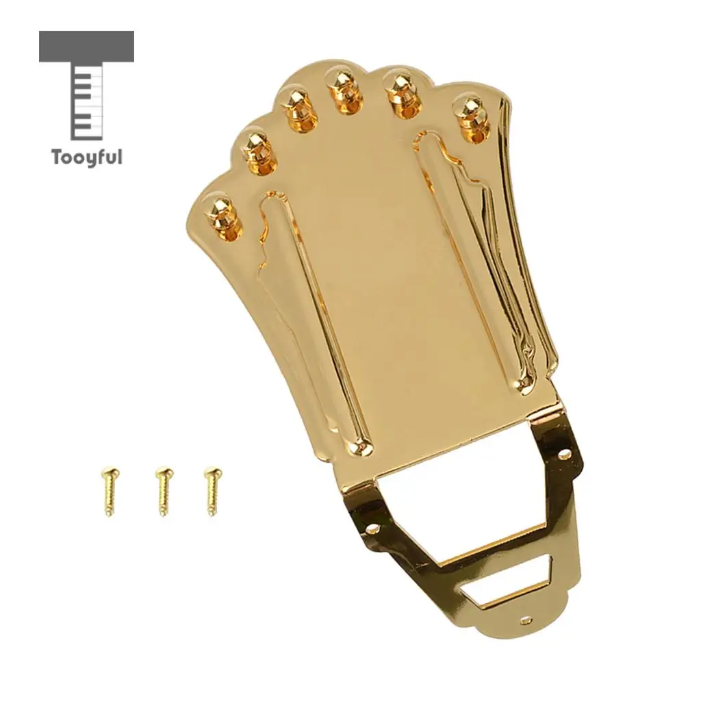 Tooyful 6 String Guitar Tailpiece Bridge for Archtop Jazz Guitar Replacement Parts Golden