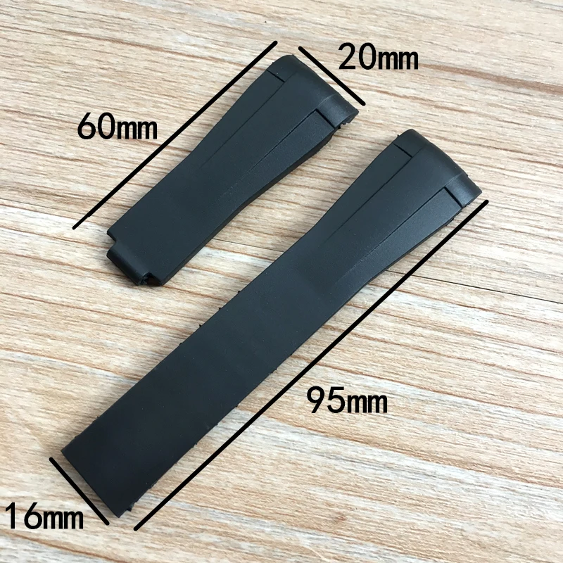20mm Soft Black Green Blue Curved End Nature Rubber Watchband For Role strap RX Daytona Submariner GMT explorer 2 Bracelet