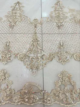 

Nigerian wedding fabric DiuDiu-015 with sequins for high quality French embroidered net lace fabric