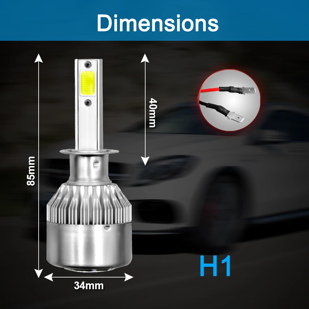 Автомобильные лампы для передних фар H7 светодиодный H4 H11 H1 H3 H13 880 9004 9005 9006 9007 HB1 HB2 HB3 HB4 H27 6000 К Автомобильный светодиодный фары 2 шт