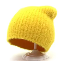 Новинка 2018 года зимние шапки для дам для женщин шапка, вязанная крючком Skullies шапочки теплые кепки s Модные женские милые однотонные стильные