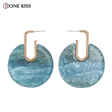 Модные Акриловые геометрические большие круглые серьги-гвоздики для женщин, уникальный дизайн, круглые массивные зеленые серьги, вечерние ювелирные изделия, бижутерия